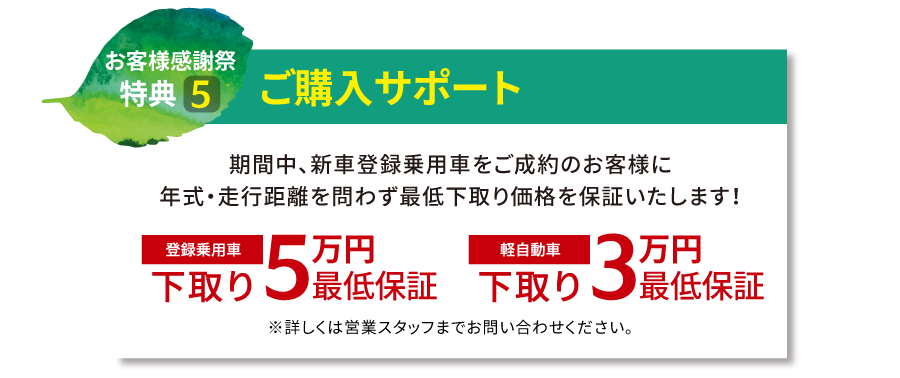 お客様感謝祭特典 ご購入サポート 最低下取り価格保証